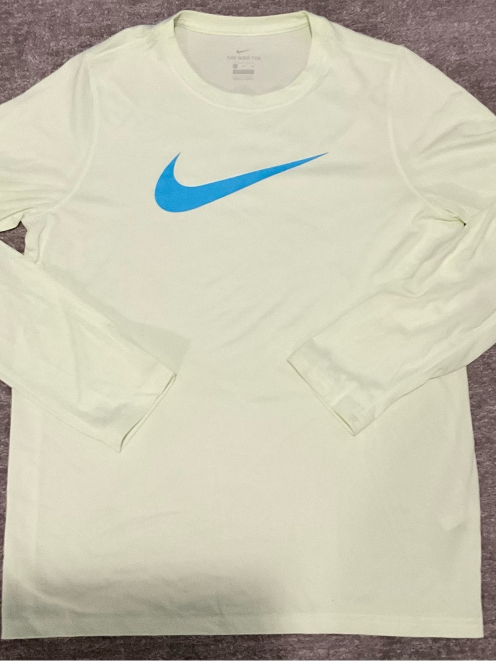 Nike yellow Long Sleeve Tee with Bright Blue Swoosh